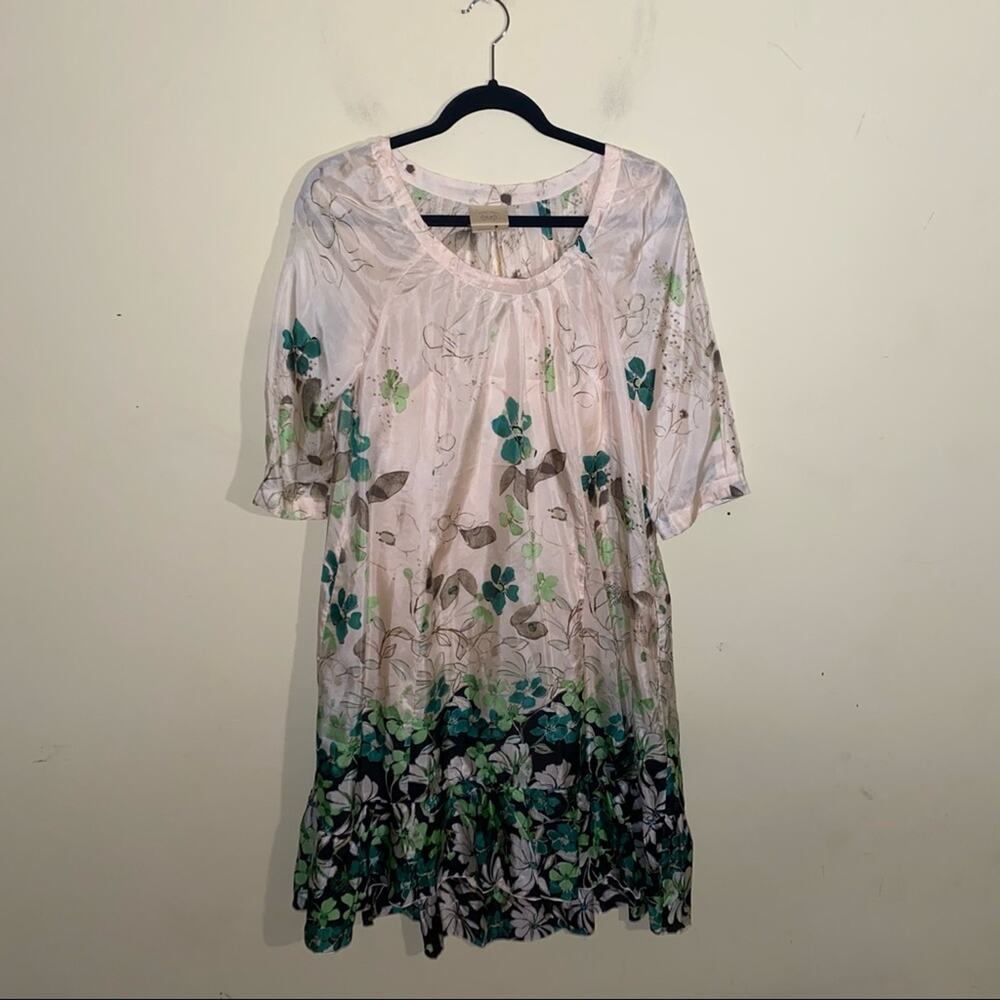 Anthropologie Beige and Green Floral Midi Dress - Picture 4 of 8